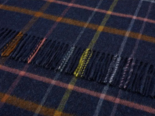 Merino Lambswool Blanket - Windowpane Denim Multi