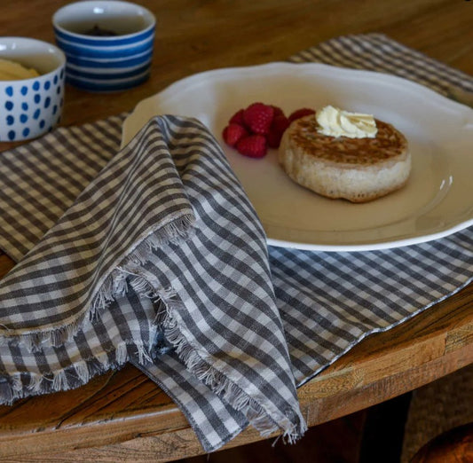 Gingham placemat - Set 4 Ash